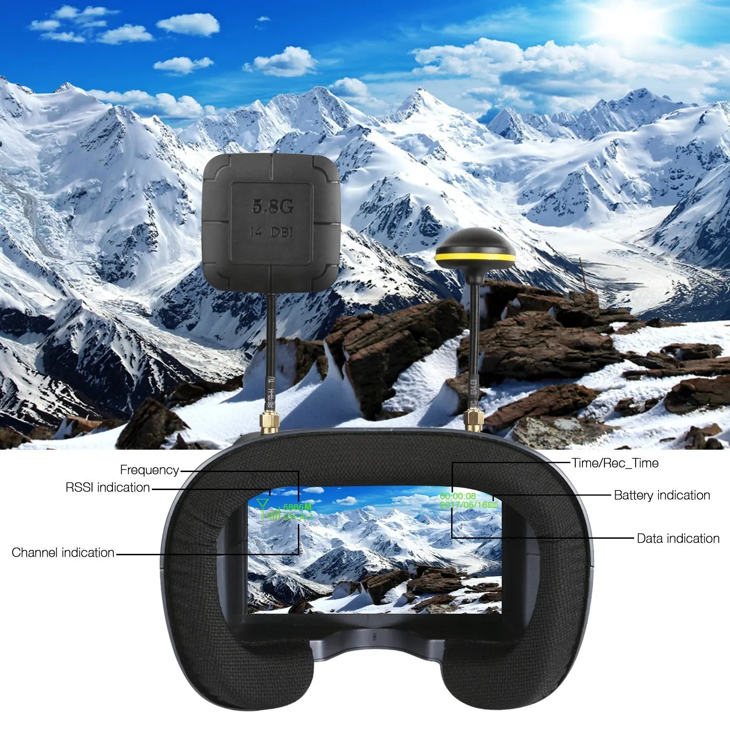 5.8g 40ch 4.3 Polegada 800*480 - Fpv Drone Goggles avaliação e preço